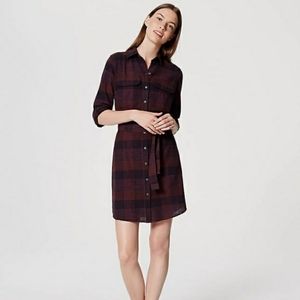 Loft plaid tie shirtdress